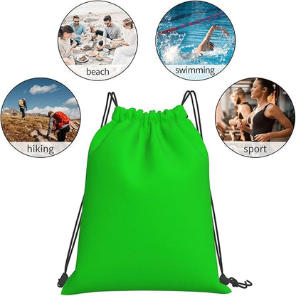 green Drawstring Backpack, Small Gym Bags for Men Women, String Backpack Sports Sackpack