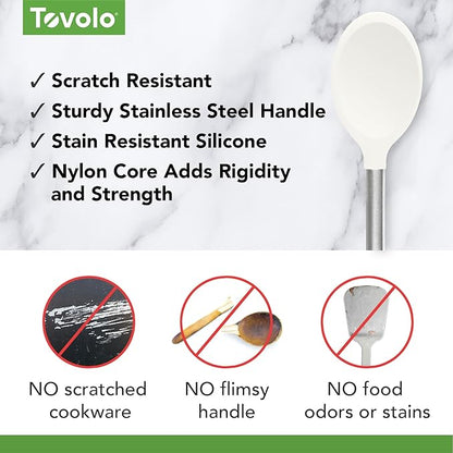 Tovolo Silicone Mixing Spoon With Stainless Steel Handle, Scratch-Resistant  Heat-Resistant Stirring Spoons, Kitchen Utensil Safe for Nonstick Cookware  Cast Iron Skillets