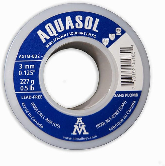 Lead-Free Plumbing Solder, Silver Bearing, 0.125inch dia, 12 Lb Spool