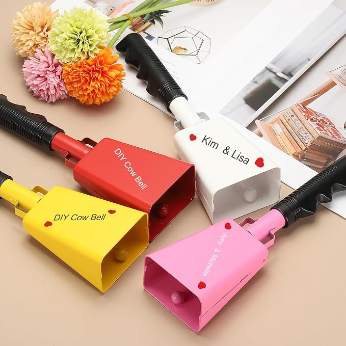 PATIKIL 10" Cow Bells for Football Games, 1Pcs Cowbells for Sporting Events Bulk Loud Noise Makers Metal Cow Bell with Handle for Cheering Competition Marathon Wedding DIY, Black
