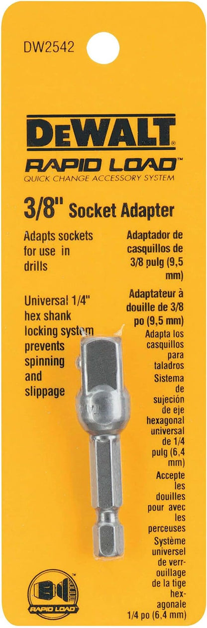 DEWALT DW2542 14-Inch Hex Drive to 38-Inch Socket Adapter , Silver