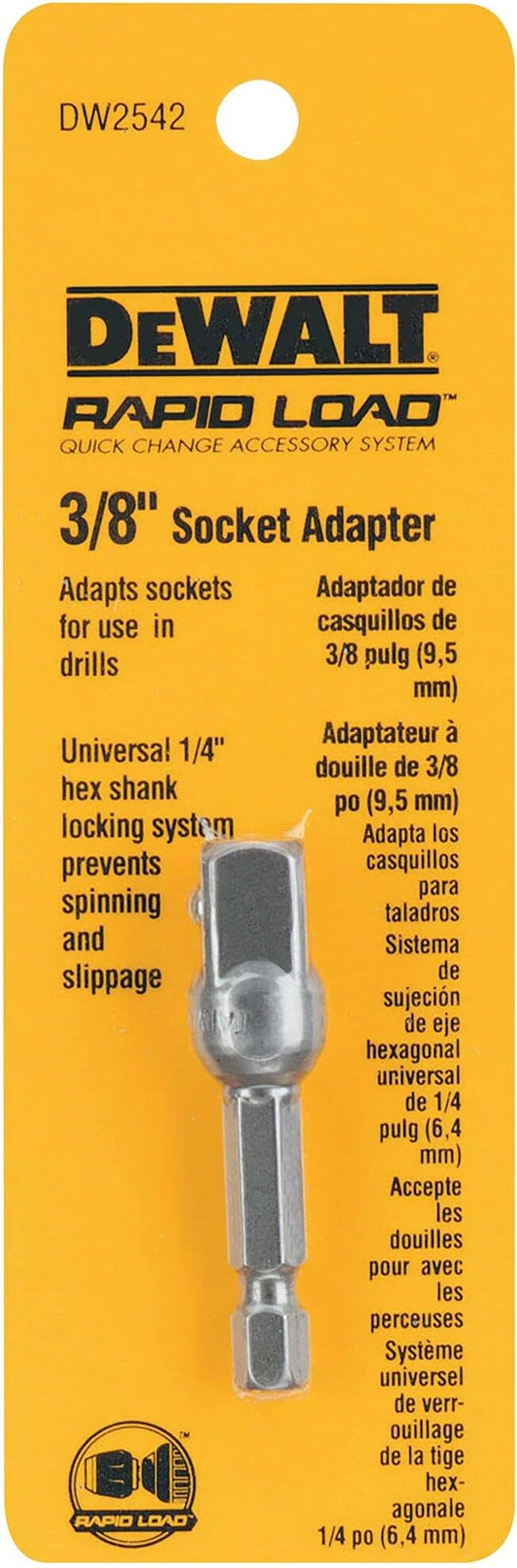 DEWALT DW2542 14-Inch Hex Drive to 38-Inch Socket Adapter , Silver