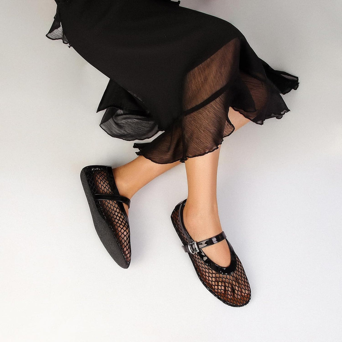 J.Crew Mesh Ballet Flats for Women Buckle Strap Comfy Casual Office Fishnet Ballerina Flat Shoes 3 sustainability features