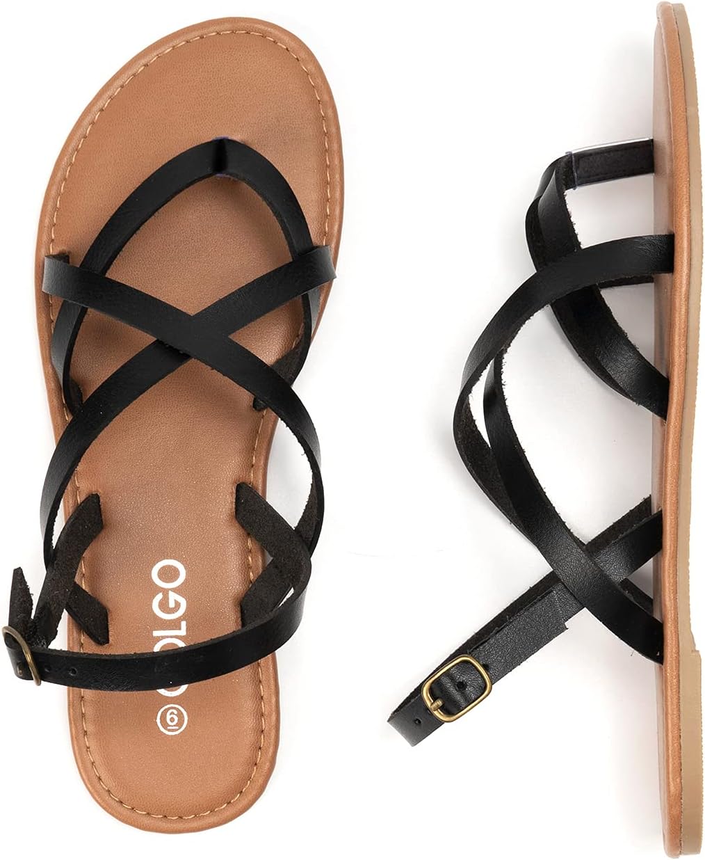 Colgo Women's Summer Strappy Flat Sandals, Adjustable Casual Fisherman Sandal with Open Toe Slingback Gladiator Sandals.