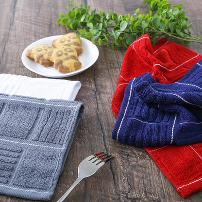 Glynniss Kitchen Dish Cloths for Washing Dishes, Cotton Dish Rags for Drying Cleaning, Pack of 8 Dishcloths (Navy Blue, 12x12 inches)