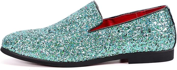 Mens Glitter Loafers Dress Shoes Slip On Tuxedo Suit Shoes Luxury Wedding Sparkly Casual Shoes