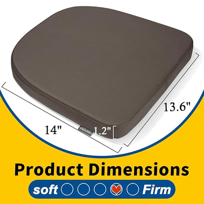 SINOSSO Modern Faux Leather 14" Metal Chair Cushions Set of 4, Leathaire Magnetic Chair Pads for Dining Kitchen Cafe Bistro Stackable Chairs (U-Shape, Brown, 4)