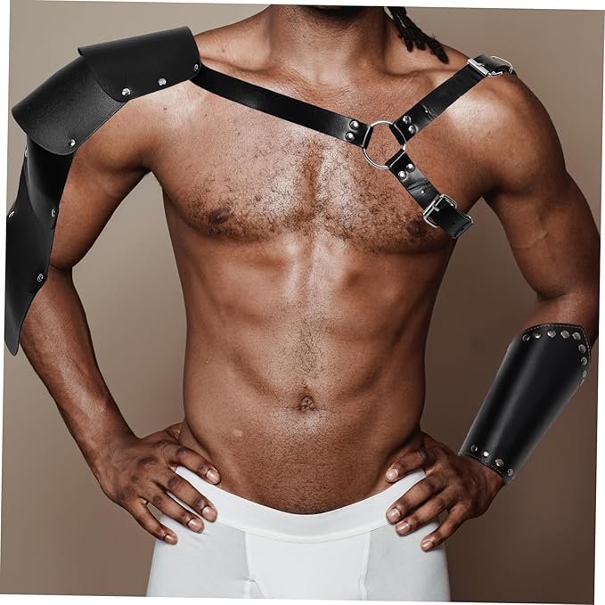 Costume for Cosplay Set Medieval Belt Accessories Renaissance Arm Bracers Black