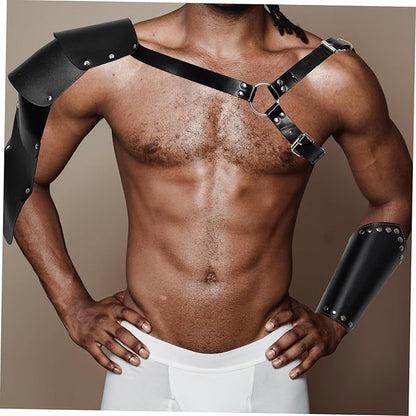 Costume for Cosplay Set Medieval Belt Accessories Renaissance Arm Bracers Black