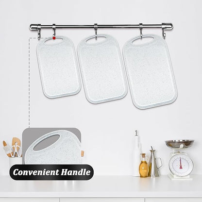 Bestdin Cutting Boards for Kitchen, Cutting Board Set for 3, BPA Free Chopping Board, Plastic Cutting Board with Easy Grip Handle, Non-porous Meat Cutting Board, Dishwasher Safe.