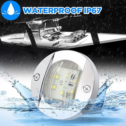 5Pcs White DC 12V 3 Inch Round Marine Boat Interior Lights Transom Mount Led Stern Anchor Lights LED Night Fishing Lights IP67 Waterproof Deck LED Courtesy Light