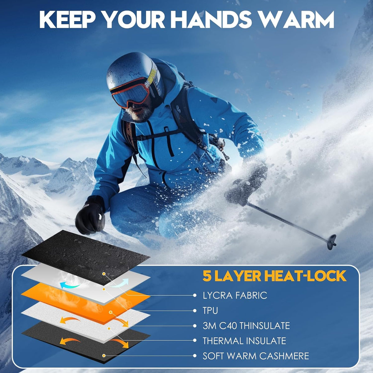 Bruvoalon Winter Gloves for Women & Men, 3M Thermal Insulation, Lycra Fabric, Touchscreen, Anti-Slip