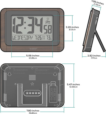 La Crosse Technology 513-17907-INT Digital Atomic Clock with Temperature - Walnut/Black