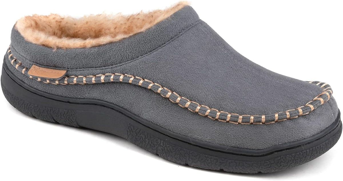 Zigzagger Men's Slip On Moccasin Slippers, Indoor/Outdoor Warm Fuzzy Comfy House Shoes, Fluffy Wide Loafer Slippers