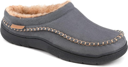 Zigzagger Men's Slip On Moccasin Slippers, Indoor/Outdoor Warm Fuzzy Comfy House Shoes, Fluffy Wide Loafer Slippers