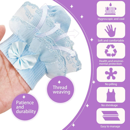 Hillban 9 Pairs Baby Lace Socks Girls' Ruffle Socks for Newborn Infants Princess Frilly Lace Cotton