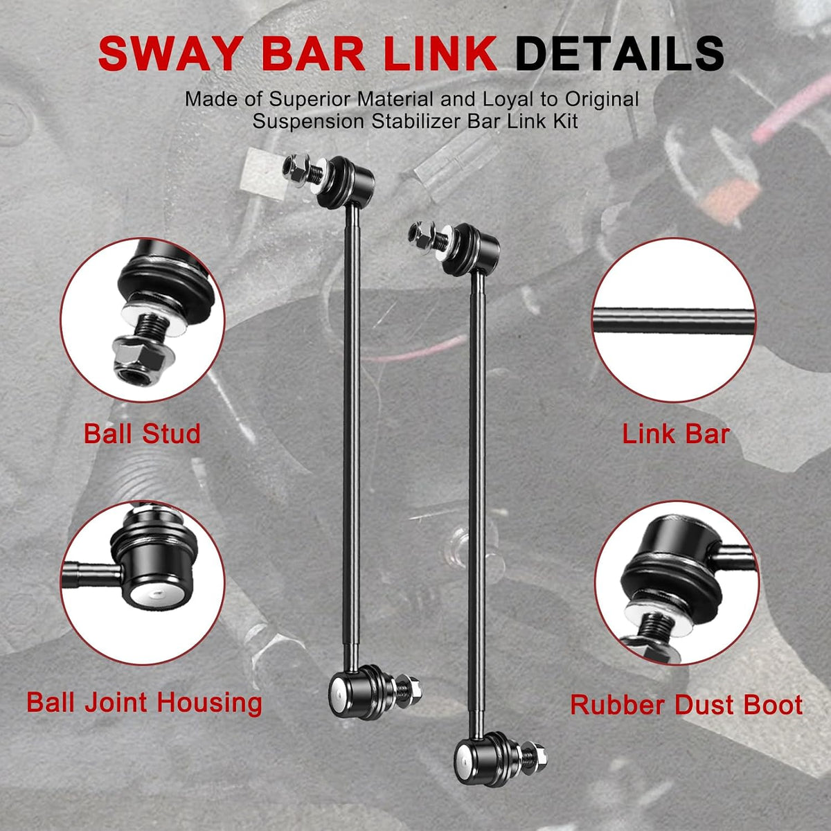 1Pcs K750043 Front Sway Bar Link Kit Suspension Compatible with Toyota RAV4 2006-2018, Lexus CT200h 2011-2017, for NX300 2018-2021, Stabilizer Bar End Links for Scion tC 2011-2016