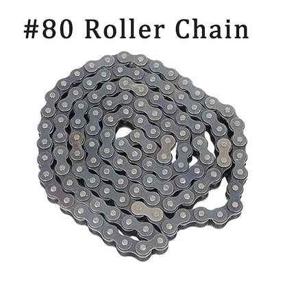 findmall 80 Roller Chain 10 Feet with 1 Replacement Connecting Links, 120 Links, Carbon Steel