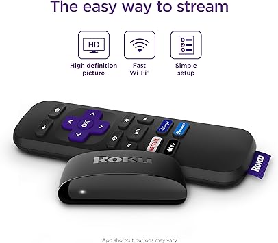 Roku Express | HD Roku Streaming Device with Standard Remote (no TV controls), Free & Live TV