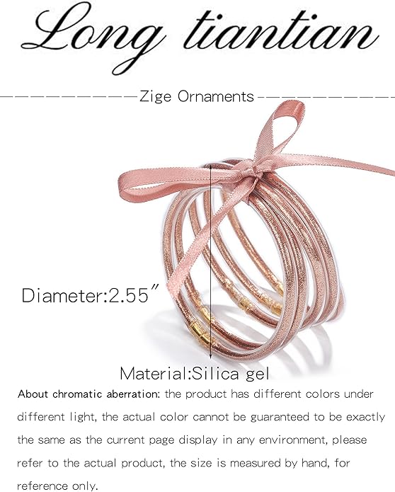 Long tiantian Cute Jelly Bangles Bracelets for Women 80's Neon Pink Glitter Dress Glitter Filled Jelly Bracelet Buddha Purple Dress Accessories Outfit for Women Trendy 2025
