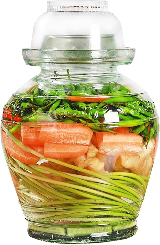 Vencer 2.5 Liter Traditional Glass Fermenting Jar With Lid and Pressure stone,Glass Fermentation Tank for Pickling Kimchi Sauerkraut,VHF-007