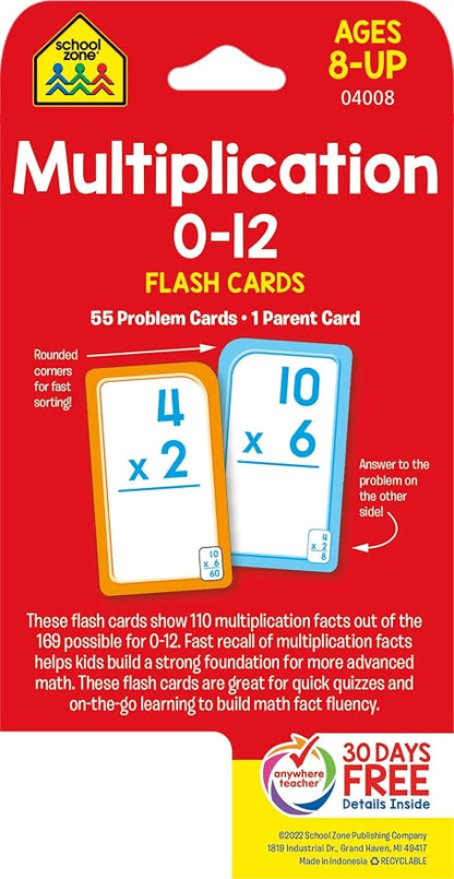 School Zone Multiplication 0-12 Flash Cards