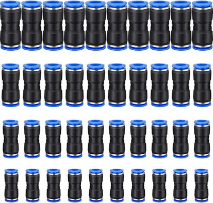 Honoson 40 Pieces Straight Push Connectors, Push To Connect Fittings Quick Release Pneumatic Connectors Air Line Fittings Connect Air Hose Fittings, 2 Way