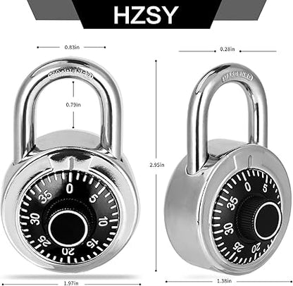 Combination Padlock 1 Pack, Fixed Dial Combination Padlock with Different Combinations, 2 in. Wide. Black Turntable, Lock for Gym  Locker, School, Toolbox, and More