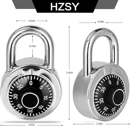 Combination Padlock 1 Pack, Fixed Dial Combination Padlock with Different Combinations, 2 in. Wide. Black Turntable, Lock for Gym  Locker, School, Toolbox, and More