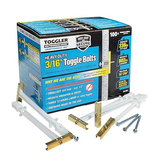 (BA) 316-24 Toggler SNAPTOGGLE Heavy Duty Toggle Bolt Zinc with 316-24 x 2 12 Combo Pan Machine Screws Zinc (100 Pcs)