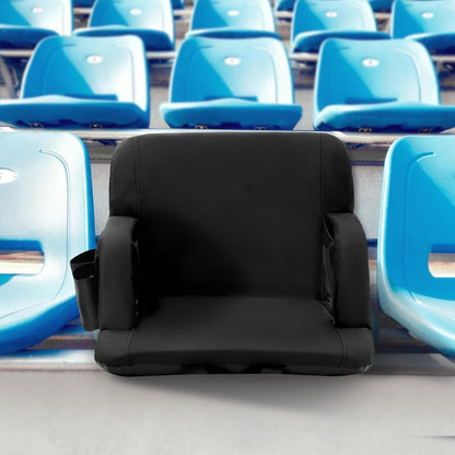 VEVOR Stadium Seat with Back Support, Wide Bleacher Seat Back, Folding Portable Padded Reclining Chair with Hook Pocket Cupholder, Ideal for Sport Event Beach Camping Concert