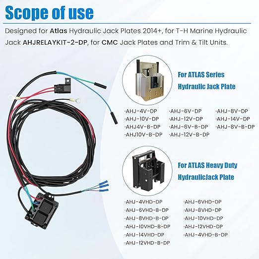 AHJRELAYKIT-2-DP Replacement Relay Harness Jack Plate Wiring Harness for Atlas Hydraulic Jack Plates 2014, T-H Marine AHJRELAYKIT2DP for CMC Jack Plates and Trim  Tilt Units