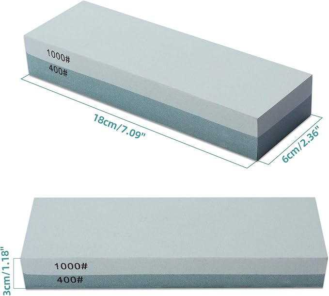 Knife Sharpening Stone 4001000 Whetstone Sharpening Stone with Non-Slip Rubber Base for Kitchen, Hunting, and Pocket Knives or Blades