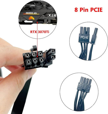 PCIE Cable for EVGA, 65CM Male to Male 8 Pin to Dual 62 Pin GPU Power Cable for EVGA G G2 G3 G5 G6 GA GM GT P2 P3 P5 P6 P T2 T3 (65cm15cm)