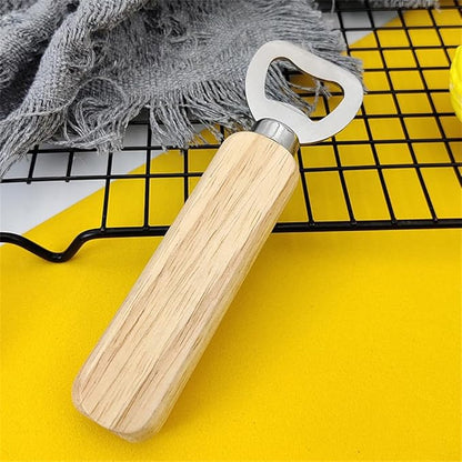 Stainless Steel Bottle Opener Bartender Wood Beer Opener Cider Wine Opener Bottle Opener with Wooden Handle Engraved Gift Set for Wedding Party Home Kitchen Bar Restaurant, 5.5 inch
