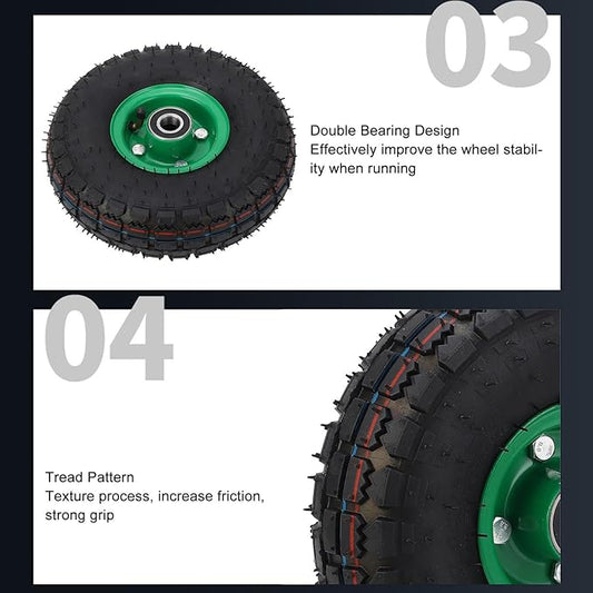 10 Inch Solid Rubber Tire Wheel, 4.103.50-4 Tire and Wheel FlatFree, Heavy Duty Replacement Wheel for Wheelbarrow Hand Truck Garden Wagon Trolley Cart Dolly Lawn Mover
