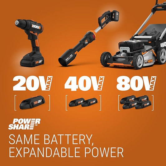 WORX WA3606, 2.0Ah, Indicator, 5 hr Charging Time 20V Battery and Charger, Black & Orange