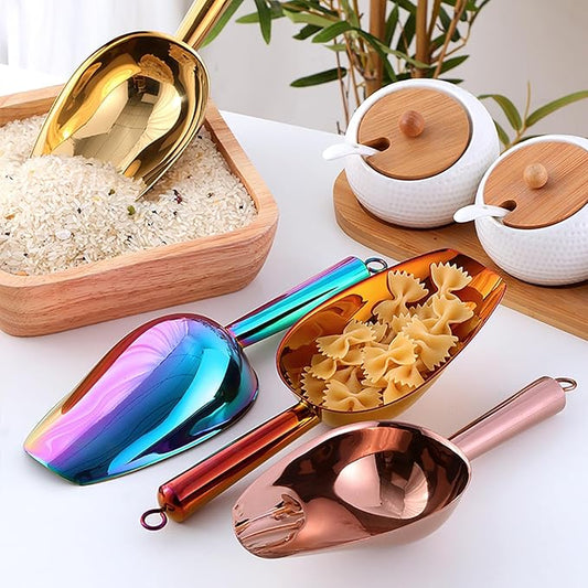 Meisha Stainless Steel Ice Scoop, Thickened Metal Food Candy Scoop for Kitchen Bar Party Wedding, Heavy Duty, Mirror Finish - Silver