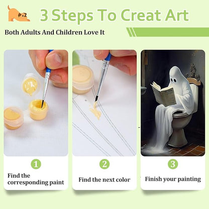 Reivworl Ghost Paint by Numbers Kit for Adults, Bathroom Paint by Number Adult, Painting by Numbers for Gifts and Home Interior Decor 16x20 Inch