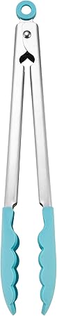 KitchenAid Silicone Tipped Stainless Steel Tongs, 12 Inch, Aqua Sky