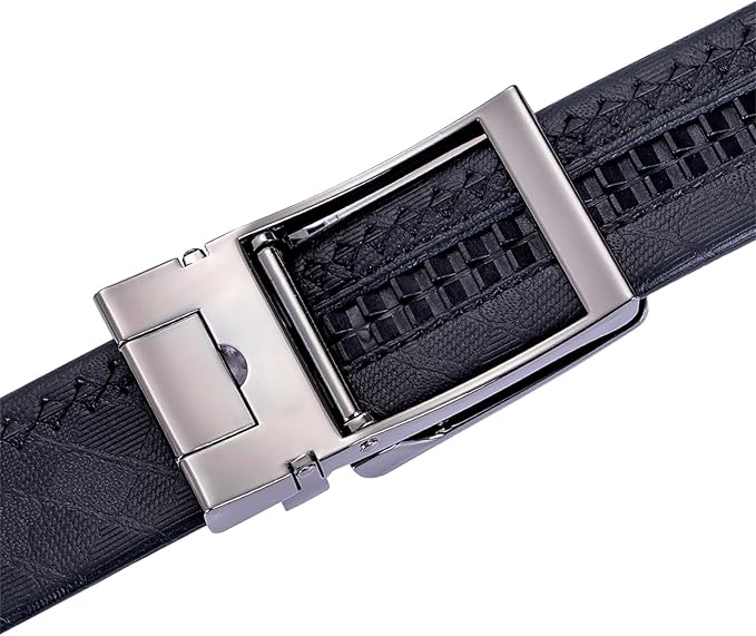 Barry.Wang Ratchet Belt Buckle Strap Replacement 1 38Au,Leather Belt Straps for 40MM Slide Click Buckle,Trim to Fit