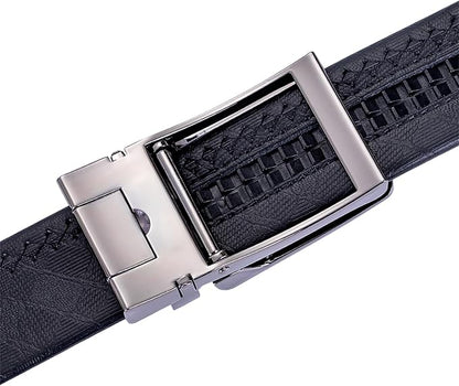 Barry.Wang Ratchet Belt Buckle Strap Replacement 1 38Au,Leather Belt Straps for 40MM Slide Click Buckle,Trim to Fit