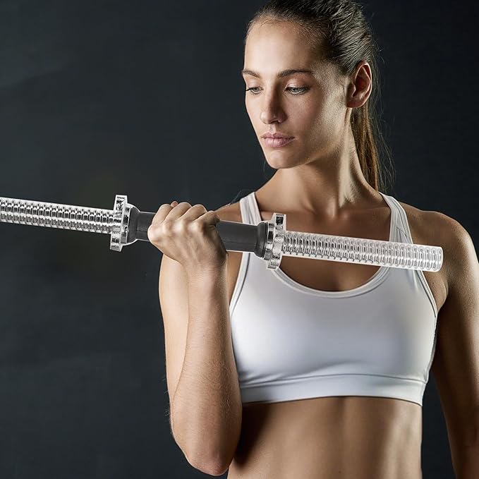 Threaded Dumbbell Rubber/Chrome Handles, Adjustable Dumbbell Bar Handles for Gym Workouts,Exercise,Weightlifting - Fit 1 inch Standard Weight Plate, Sold in Pair