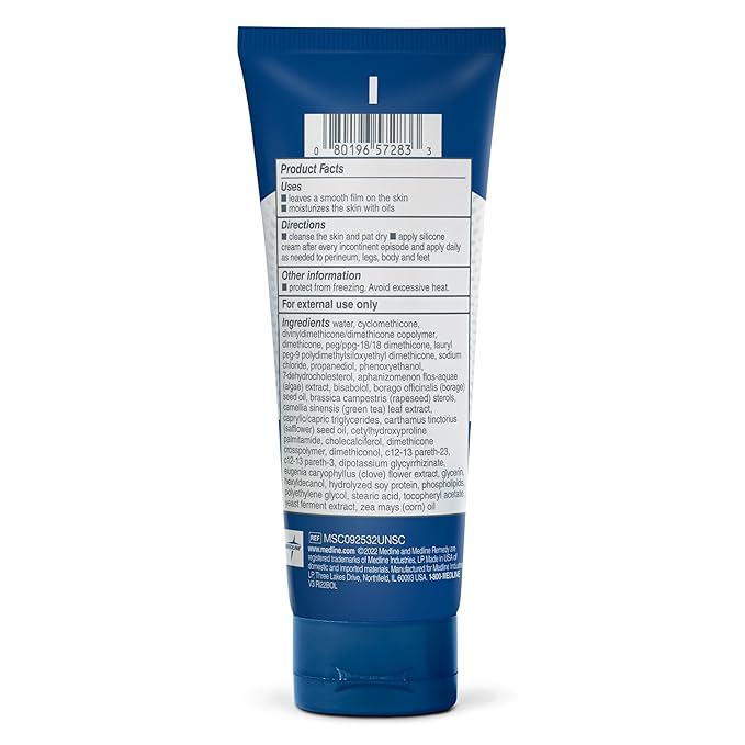 Medline Remedy Clinical Silicone Cream (2 oz), Unscented, Chapped, Sensitive Skin, Breathable, Incontinence Care, Soothing, Breathable Film, Moisturizing, Nourishing