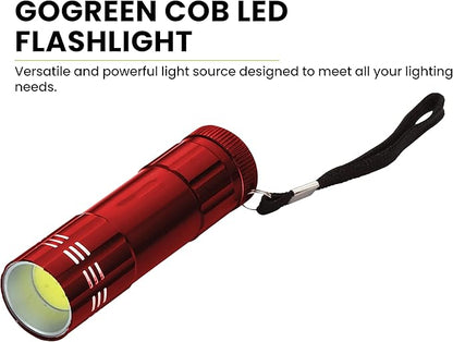 GoGreen Power GG-113-COBRD - COB LED Flashlight with batteries, Red