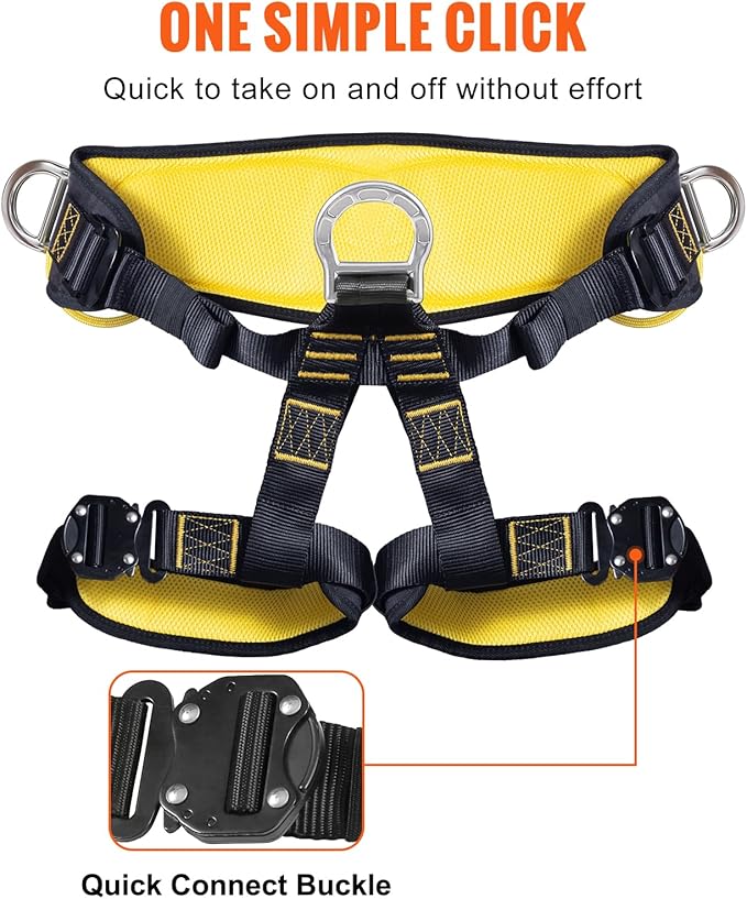 VEVOR Half Body Safety Harness, Tree Climbing Harness with Added Padding on Waist and Leg, Half Protection Harness 340 lbs, ASTM F1772-17 Certification, for Fire Rescuing Caving Rock Climbing