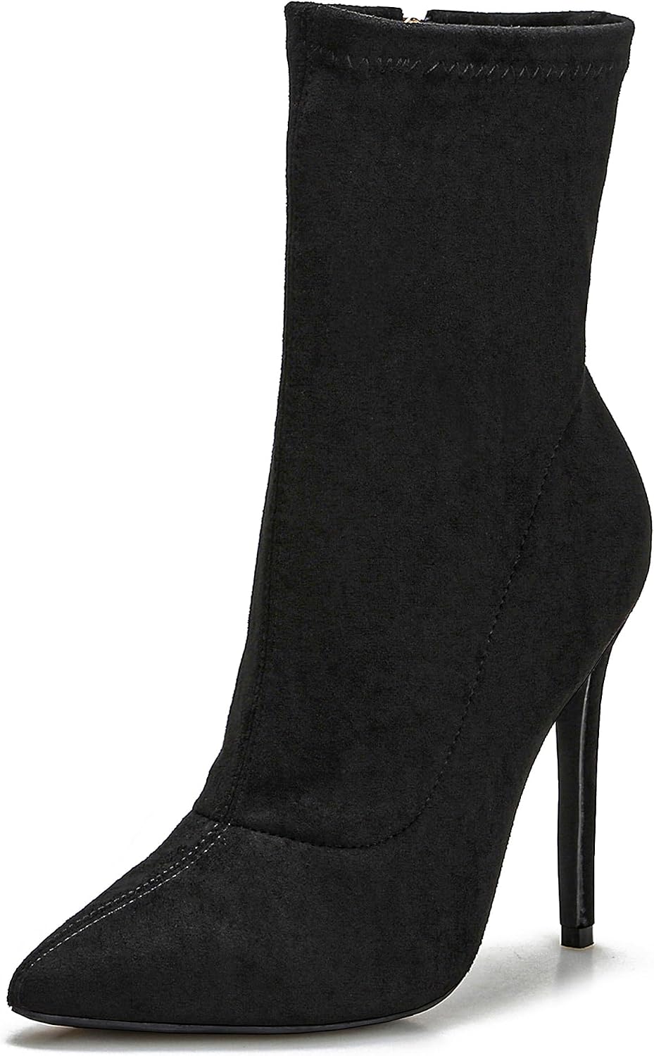 Women's Ankle Boots Stiletto High Heels Boots Sexy Pointed Toe Side Zipper Sock Boots Comfy Mid Calf Booties