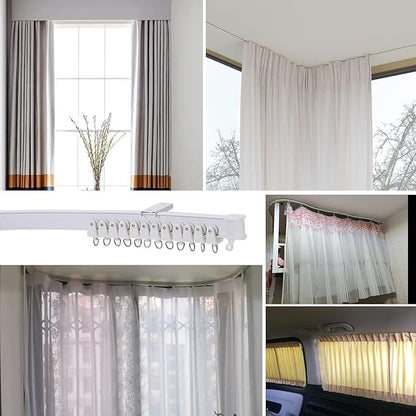 Flexible Bendable Ceiling Curtain Track, 5m (16.4ft), Ceiling Mount, for Curtain Track with Track Curtain System, RV Curtain Spacer, Curtain Ceiling Track, white