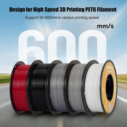High Speed PETG 3D Printer Filament 1.75mm, 3D Printer Rapid Filament for 30-600mm/s Hyper Printing Filament, Dimensional Accuracy +/- 0.03 mm, 1kg Plastic Spool(2.2lbs) (Gray)