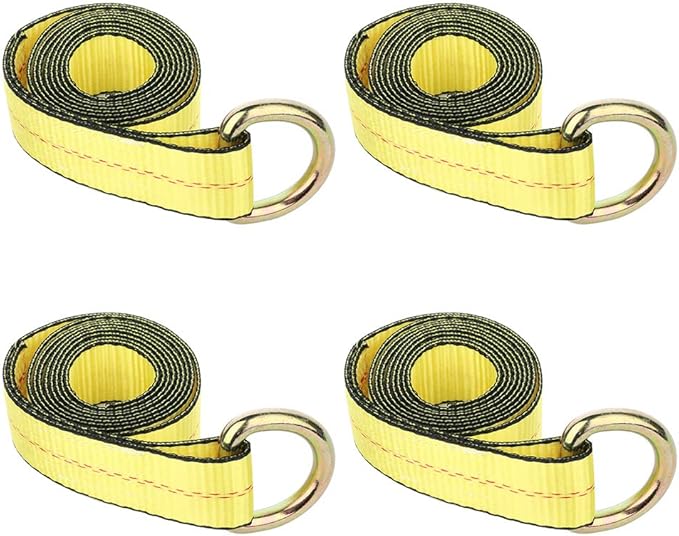 3300 lbs 2 inch x 8 feet Lasso Strap wO-Ring Auto Tie Down Rugged Weave Yellow